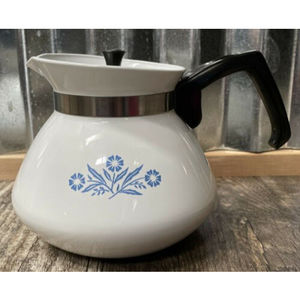 Vintage Corning Ware Blue Cornflower Coffee Tea pot with lid - 6 cup P-104